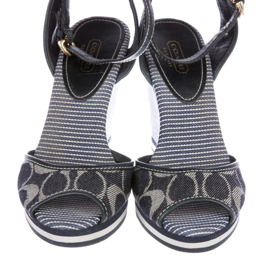 Coach Tawney Denim Ankle Strap Wedges